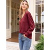 INSPIRE CHIC Women's Long Lantern Sleeve V Neck Lightweight Casual Sweater - 4 of 4