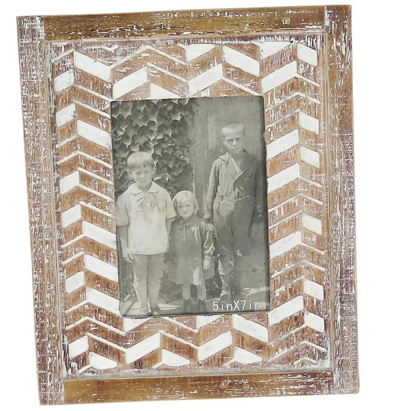 Natural Wood 5 x 7 inch Whitewash Pattern Decorative Wood Picture Frame - Foreside Home & Garden, 1 of 5