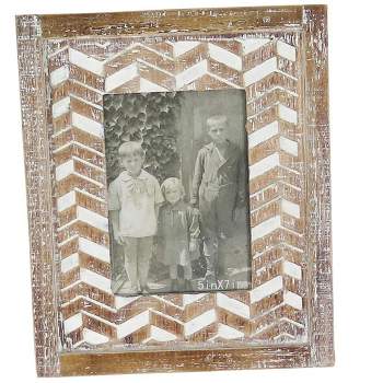 Natural Wood 5 x 7 inch Whitewash Pattern Decorative Wood Picture Frame - Foreside Home & Garden