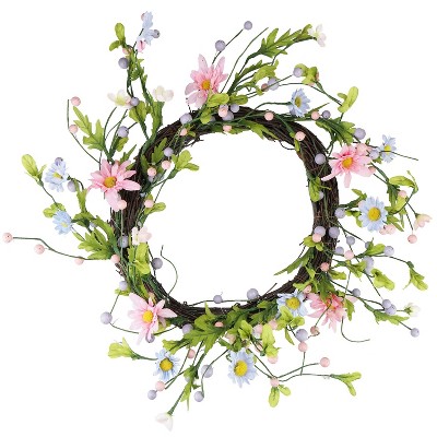 Northlight 12" Unlit Green/Pink Artificial Floral Christmas Twig Wreath