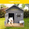 LAOTIES 44'' Large Outdoor Dog House with Porch for Large Dogs,Wooden Weatherproof Pet Shelter with Lockable Door And Asphalt Roof - 4 of 4