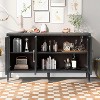 Acekool Wood Storage Cabinet, Accent Cupboard with Adjustable Shelf and 3 Glass Doors, Console Table for Living Room, Entryway, Kitchen, Grey - 3 of 4