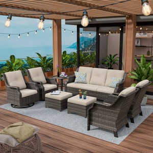 UPTIOT 8 -Piece Rattan Wicker Patio Conversation Seating - 1 of 4