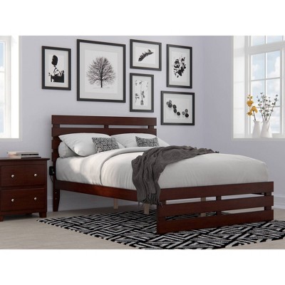 Walnut Full Wood Bed Frame with Headboard and Slats