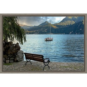 Amanti Art Lago Banco Sea Bench Italy by Alan Blaustein Canvas Wall Art Print Framed 23 x 16-in. - 1 of 4