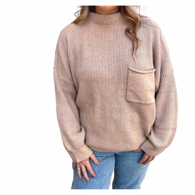Women's Talia Long Sleeve Sweater Top With Front Pocket - SHE + SKY