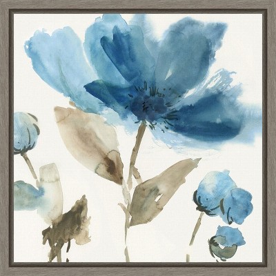 Blue Morning Watercolor Floral Canvas Wall Art Print
