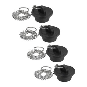 Unique Bargains Rubber Stainless Steel Beaded Chain with Pull Ring Drain Stopper 4 Pcs - 1 of 4
