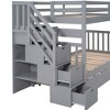 Sapphtopaz Wood Twin Over Full Bunk Bed with Twin Size Trundle,Bunk Bed Frame with Drawers&Stairs,Space-Saving Versatility Storage Bed for Teens - 3 of 4