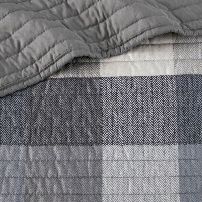 Gray Microfiber Reversible Plaid Daybed Cover Set