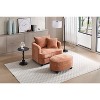 Chenille Accent Chair with Storage Ottoman, Upholstered Armchair Reaging Chair Barrel Chair - ModernLuxe - 2 of 4