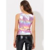 INSPIRE CHIC Women's U-Neck Stretchy Slim Fit Shiny Sparkly Metallic Tank Top - 4 of 4