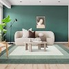 Machine Washable Runner Rug Modern Border Low Pile Non-Shedding Soft Gradient Faux Wool Print Entryway Bathroom - 2 of 4