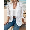 BLUEMING Womens Open Front Lace Blazers Long Sleeve Floral Crochet Shrug Cover Ups Casual Blazers Jacket - 4 of 4