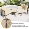 Patio Furniture Set, 4 Piece Round Outdoor Conversation Set With Cushions, Modern Upholstered Couch, All Weather Metal Sectional Sofa, Beige - 4 of 4