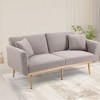 NicBex 65.36 Inch Teddy Convertible Loveseat Sofa with 2 Throw Pillows and Metal Legs for Living Room,Office,Apartment - 2 of 4