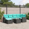 vidaXL 7 Piece Patio Sofa Set with Cushions Black Poly Rattan - 2 of 4