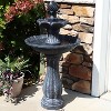 Sunnydaze Outdoor 2-Tier Solar Powered Polyresin Arcade Water Fountain with Battery Backup and LED Light - 45" - Black - image 3 of 4