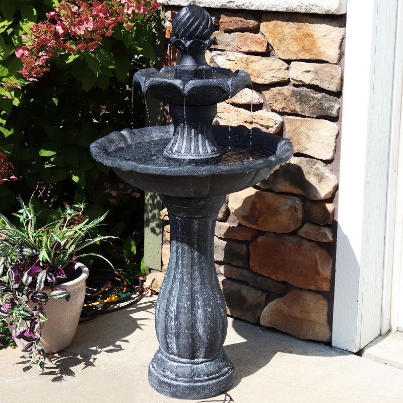 Sunnydaze 45" H Outdoor Arcade 2-Tier Solar Water Fountain with Battery Backup and LED Light, 4 of 18