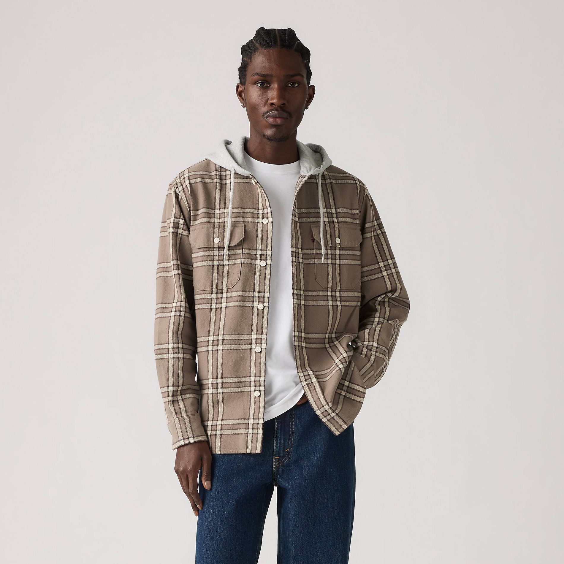 Levi's® Men's Worker Standard Fit Long Sleeve Hooded Button-Down Shirt - Claude Plaid
