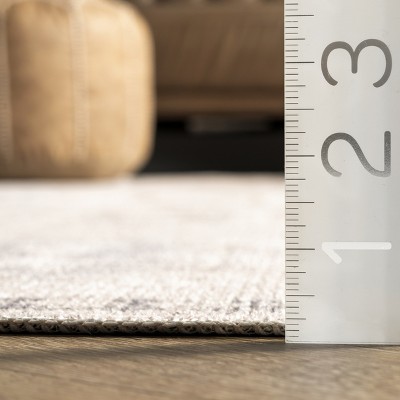 EasyCare 18" Square Beige Synthetic Stain-Resistant Accent Rug