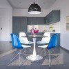 LeisureMod 5-Piece Dining Set, 35" Round Dining Table, White Iron, 4 Side Chair in Chrome - 2 of 4
