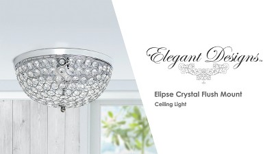 Elegant Elipse 15" Bronze Crystal Bowl Ceiling Flush Mount Light