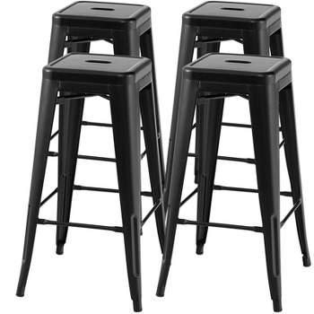 Tangkula 30" Set of 4 Stackable Backless Metal Bar Stools w/ Footrest for Kitchen