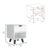 NicBex 1 Drawer Nightstand with Handle Free Design,Bedside Table with Open Storage Shelf and Wooden Legs,Modern Side Table for Bedroom - 3 of 4