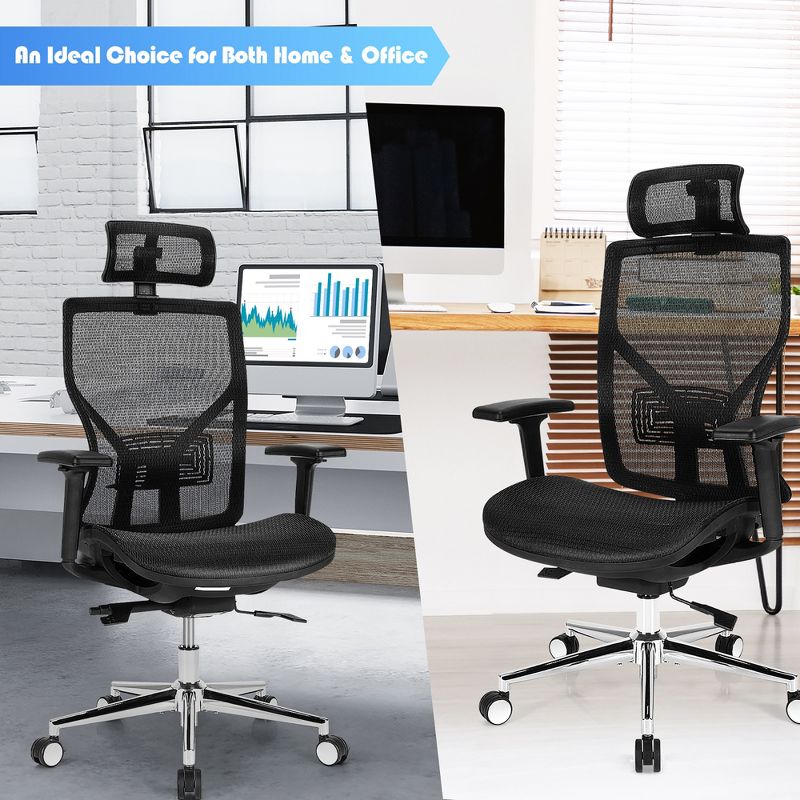 Costway Ergonomic Office Chair High-Back Mesh Chair w/Adjustable Lumbar Support, 3 of 11