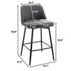 Kumasinova 26" Counter Height Bar Stools Set of 2, Mid-Century Modern 360° Swivel Bar Stools, Upholstered Counter Stools with Metal Legs & Footrest - 3 of 4