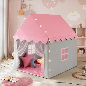 SUGIFT Kids Playhouse Tent with Star Lights & Cotton Mat – Indoor & Outdoor Play Castle with Windows,  Spacious Play Tent for Boys - 1 of 1