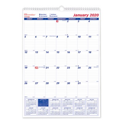 Twin-Wirebound Wall Calendar, One Month per Page, 12 x 17, White Sheets, 12-Month (Jan to Dec): 2025