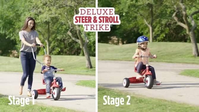 Radio Flyer Deluxe Steer and Stroll Kids Tricycle, 2 of 8, play video