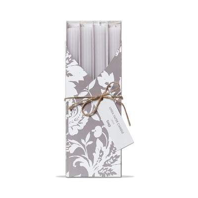tag 10 inch Linea White Paraffin Wax Taper Candle Set Of 4 White Unscented Burn Time 8 Hours