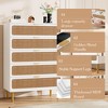 Rattan 5 Drawer Dresser for Bedroom, Chest of Drawers with Deep Drawers, Large Double Dresser for Closet with Wide Top, Tall Wooden Dresser - 4 of 4