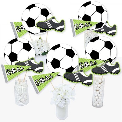 Big Dot of Happiness Goaaal - Soccer - Baby Shower or Birthday Party Centerpiece Sticks - Table Toppers - Set of 15