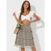 Allegra K Women's Floral Print Smocked Elastic Waist Midi Flowy Tiered Ruffle Skirt - 2 of 4