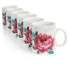 Gibson Peony 16 Ounce Fine Ceramic Mug Set in White and Pink - 2 of 4