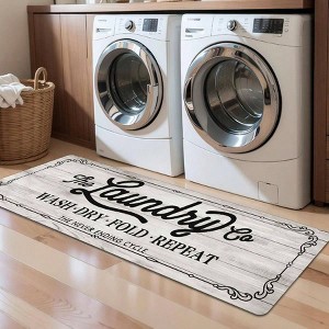 Laundry Room Rug Runner 20x60 Inch Waterproof Rubber Non Slip Kitchen Mats Floor Washable Runner Rug Farmhouse - 1 of 4