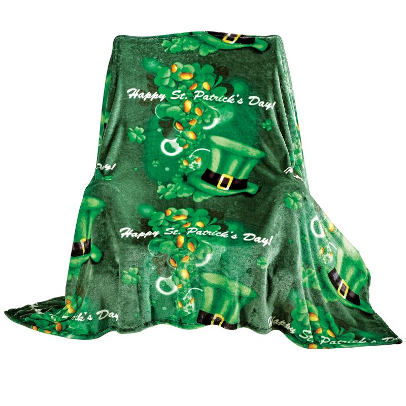 Collections Etc St. Patrick's Day Fleece Throw Blanket THROW, 1 of 3