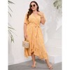 Clearlove Women's Spring and Summer Plus Size Floral V Neck Short Sleeve A Line Long Dress - 2 of 4