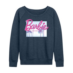 Women's - Barbie - Sunny Days Ahead Lightweight French Terry Wide Neck Long Sleeve Shirt - 1 of 4