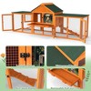 Sandinrayli 82.5in Wooden Rabbit Hutch - Outdoor/Indoor Easy-Assemble & Durable Hutch w/Cleaning Tray, Waterproof Roof for Small/Medium Bunny(Orange) - 4 of 4