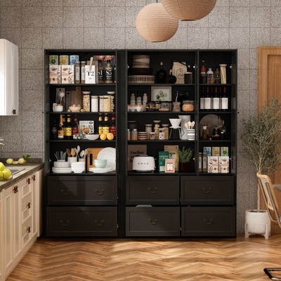 FUFU&GAGA 78.7"W Modular Combination Glass Door Display Cabinet Organiser