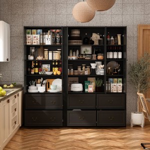 FUFU&GAGA 78.7"W Modular Combination Glass Door Display Cabinet Organiser - 1 of 4