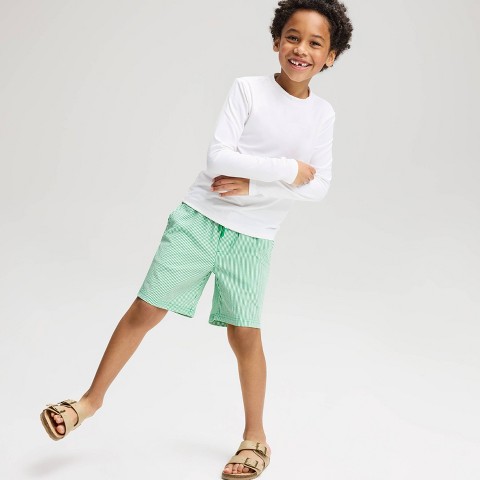 Cat & Jack Boys' Seersucker Swim Trunks - Cat & Jack™ Green/White M