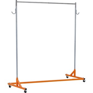 Acekool Z-Shape Garment Rack on Wheels, Orange or Black Base, Silver Poles, 2 Dust Covers, for Retail Display or Closet Storage - 1 of 4