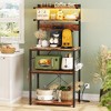 Aheaplus Kitchen Storage Rack with Power Outlet, Coffee Bar Station with LED Lights, Bakers Rack with 6 S-Shaped Hooks - 2 of 4