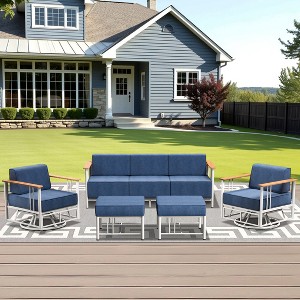 Outdoor Swivel Rocker Patio Chairs High Back Wicker Patio Furniture - 1 of 4
